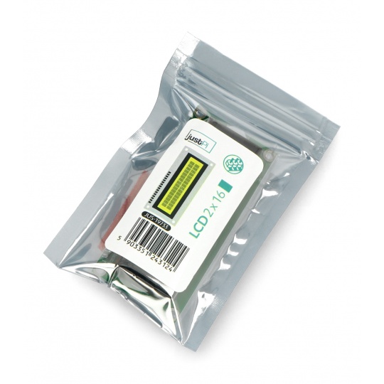 РК-дисплей 2x16 символів зеленого кольору з роз'ємами - justPi