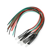 Dioda LED 5mm 12V z rezystorem i przewodem - dwukolorowa czerwona/zielona - wspólna katoda - 5szt.
