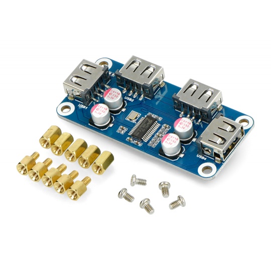 USB-хаб (B) — 4-портовый хаб — крышка для Raspberry Pi 4B/3B+/3B/Zero — Waveshare 20317
