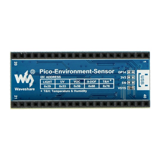 Датчик навколишнього середовища I2C - для Raspberry Pi Pico - Waveshare 20232