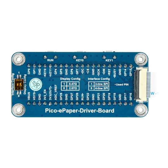 Електронний папір E-Ink 2.9'' 296x128px - гнучкий дисплейний чохол для Raspberry Pi Pico - чорний/білий - Waveshare 20125