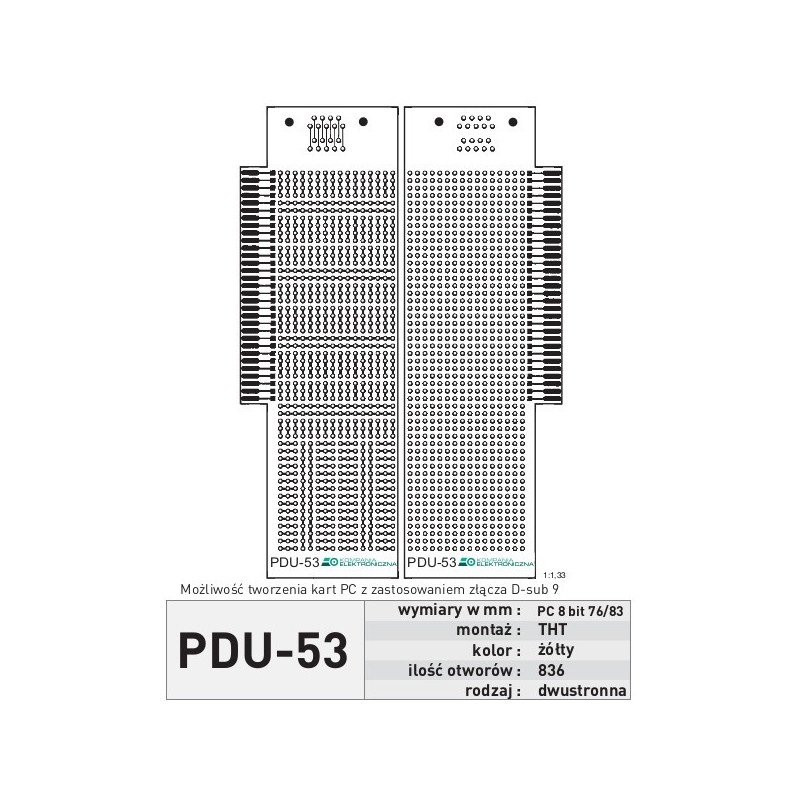 Płytka uniwersalna PDU53 - THT 2xPC