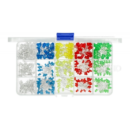 Набір світлодіодів 3 мм та 5 мм - justPi - 375 шт. + органайзер