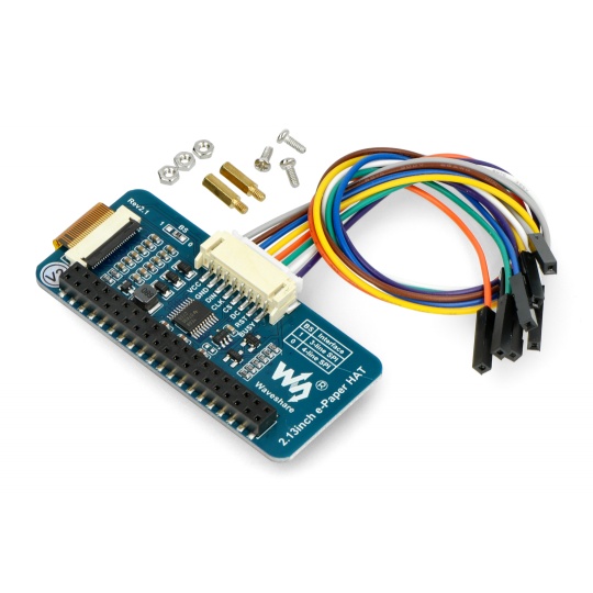 Захист електронного паперу 2.13'' 250x122px - накладка з дисплеєм для Raspberry Pi 4B/3B+/3B v2.1 - Waveshare 12915