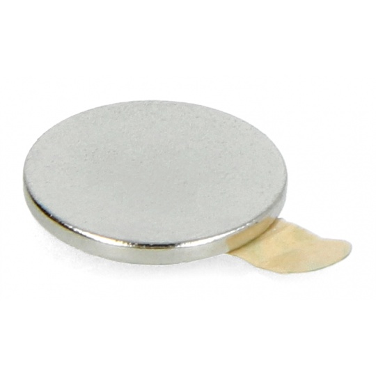 Круглий неодимовий магніт з клейким шаром - 10x1 мм - 10 шт.