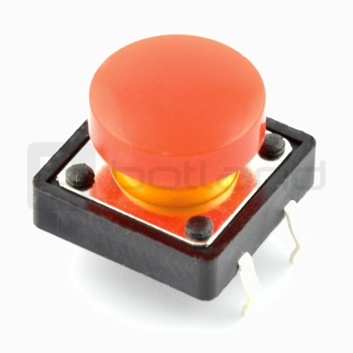 Tact Switch 12x12 mm z nasadką okrągły - czerwony