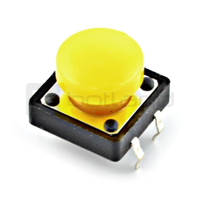 Tact Switch 12x12 mm z nasadką okrągły - żółty