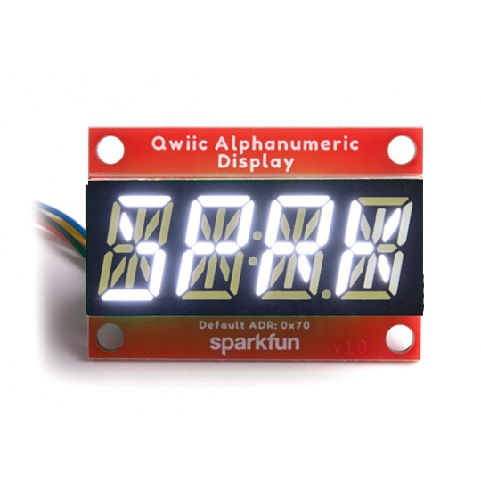 Алфавітно-цифровий дисплей SparkFun - алфавітно-цифровий дисплей - білий - Qwiic - SparkFun COM-18565