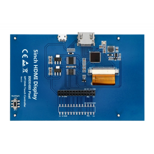Сенсорний екран - резистивний LCD TFT 5'' 800x480px HDMI+GPIO для Raspberry Pi