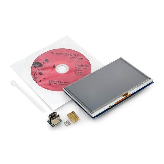 Сенсорний екран - резистивний LCD TFT 5'' 800x480px HDMI+GPIO для Raspberry Pi