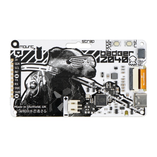 Badger 2040 - плата з RP2040 та екраном електронного паперу 2.9'' 296x128px - Pimoroni PIM607
