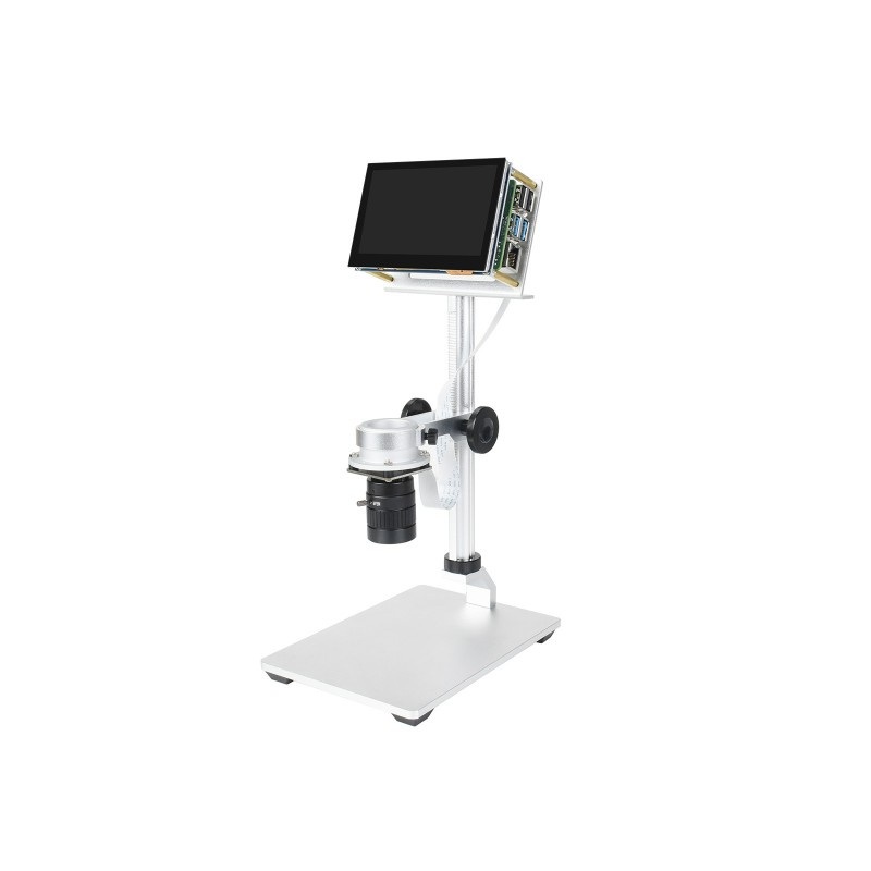 Zestaw mikroskopu do Raspberry Pi - uchwyt + ekran 4,3'' + kamera Raspberry Pi HQ z obiektywem + akcesoria - Waveshare 21053