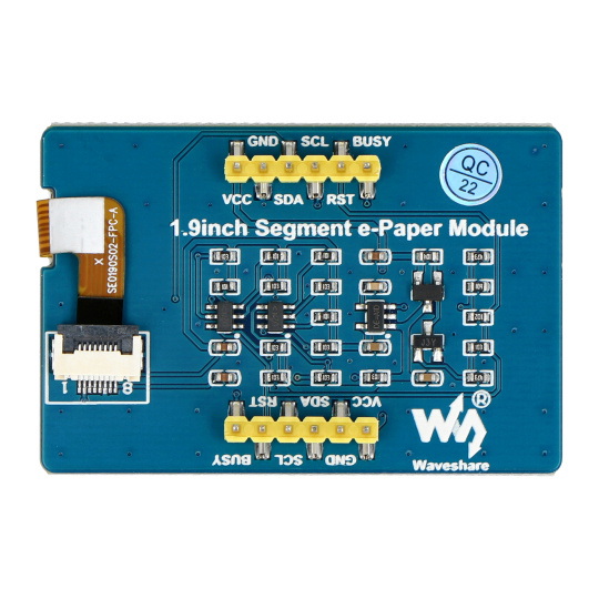 Електронний папір E-Ink - модуль з дисплеєм I2C - 91 сегментів 1.9'' - Waveshare 22689