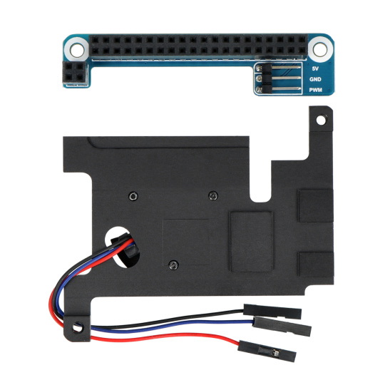 Універсальний вентилятор охолодження з радіатором - алюмінієвий - з ШІМ-керуванням + адаптер - для Raspberry Pi 4B - Waveshare 229