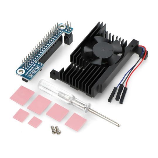 Універсальний вентилятор охолодження з радіатором - алюмінієвий - з ШІМ-керуванням + адаптер - для Raspberry Pi 4B - Waveshare 229