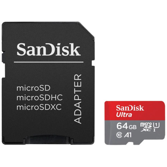 Карта пам'яті SanDisk Ultra microSD 64GB 140MB/s UHS-I клас 10, A1 з адаптером