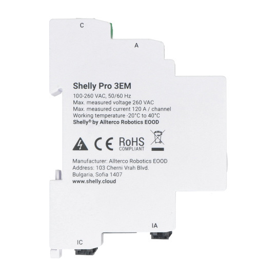 Shelly Pro 3EM - Трифазний WiFi Bluetooth лічильник енергії