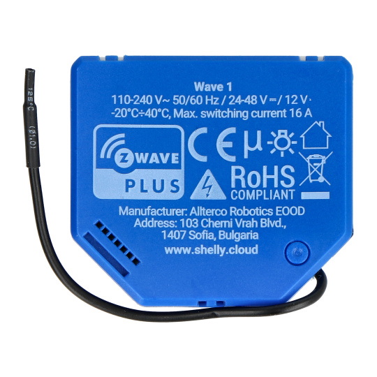 Shelly Qubino Wave 1 - 1-канальний настінний реле/контролер Z-Wave 230V