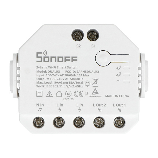 Sonoff Dual R3 - подвійний WiFi релейний вимикач з вимірюванням потужності - контролер для ролет