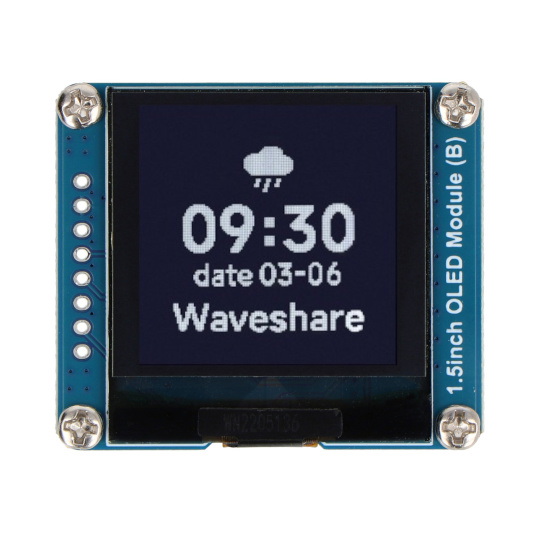 OLED-дисплей 1.5'' 128x128 пікселів - SPI/I2C - білий та чорний - Waveshare 25093