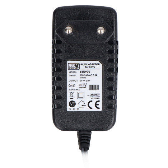 Імпульсний блок живлення MW Power EB0909 9V/1A - штекер постійного струму 5.5/2.1 мм