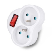 Rozgałęźnik elektryczny - 2 gniazda z włącznikiem - biały - DPM P904W