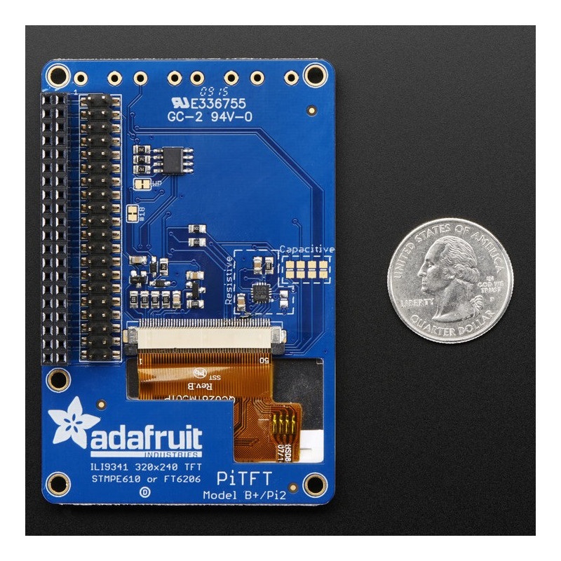 PiTFT Plus MiniKit - wyświetlacz dotykowy rezystancyjny 2.8" 320x240 dla Raspberry Pi 2/A+/B+
