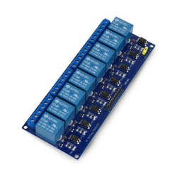 Moduł przekaźników 8 kanałów z optoizolacją - styki 10A/250VAC - ce...