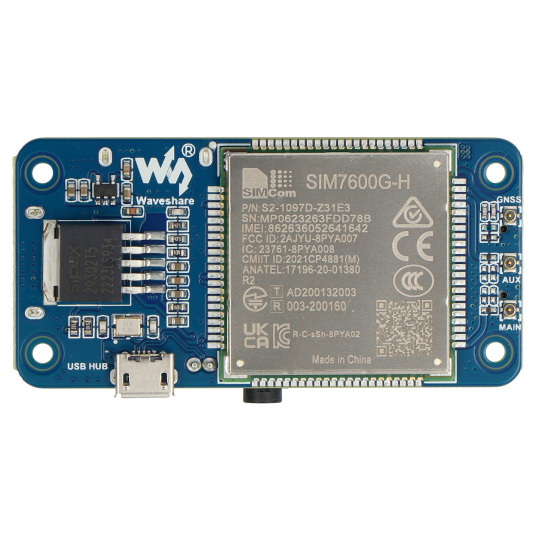 SIM7600G-H 4G HAT (B) - GNSS/LTE 4G/3G/2G наложение для Raspberry Pi - Waveshare 19485