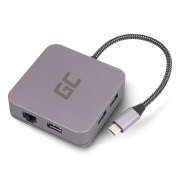 Adapter (HUB) 6w1- USB typu C - USB 3.0/HDMI/Ethernet/USB typu C - PD 87W - Green Cell GCHUB2