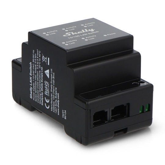 Shelly LAN Switch - Ethernet-комутатор з 5 портами RJ45 для DIN-рейки