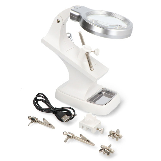 Тримач з 3-кратною лупою та світлодіодним підсвічуванням - третя рука