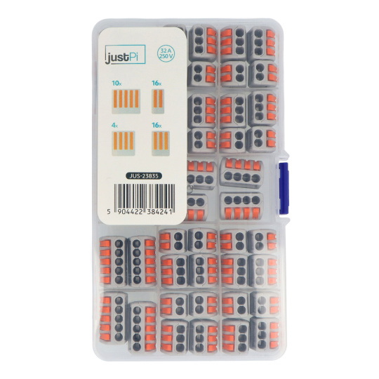 Комплект 2/3/4/5-контактных электрических разъемов 32A/250V - оранжевые - 46 шт. - justPi