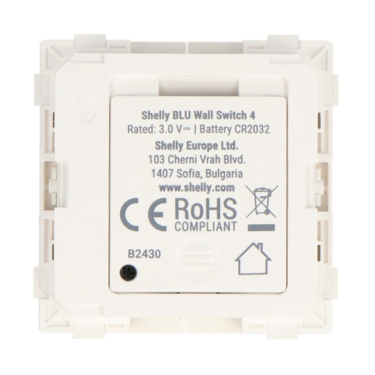 Настінний вимикач Shelly BLU 4 - Пульт дистанційного керування для активації дій та сцен - 4 кнопки - Bluetooth - Білий