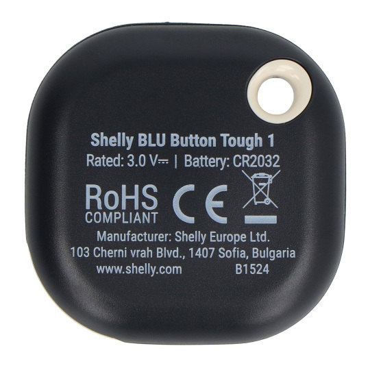 Shelly Blu Button Tough 1 - Кнопка активації дій та сцен Bluetooth - Чорна