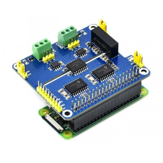 Розширювальний HAT CAN - 2-канальний ізольований розширювальний HAT CAN для Raspberry Pi - MCP2515 + SI65HVD230 - Waveshare 17912