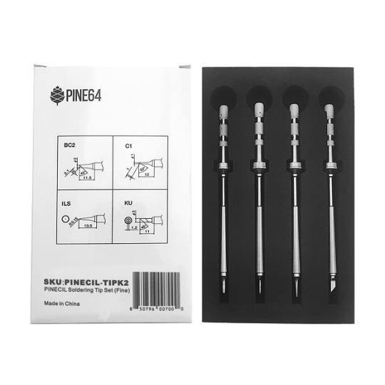 Набір із 4 паяльних наконечників Pinecil - серія Fine, тип TS - Pine64 TIPK2