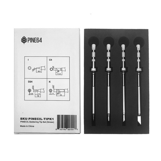 Набір із 4 паяльних наконечників Pinecil - серія Gross тип TS - Pine64 TIPK1