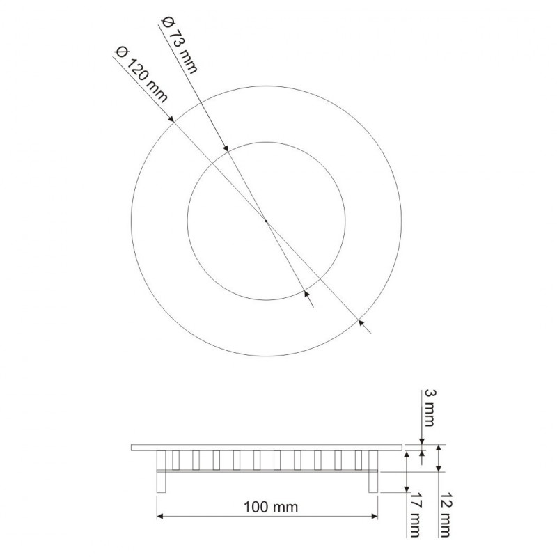 Panel LED ART podtynkowy okrągły 108mm, 6W, 400lm, barwa ciepła