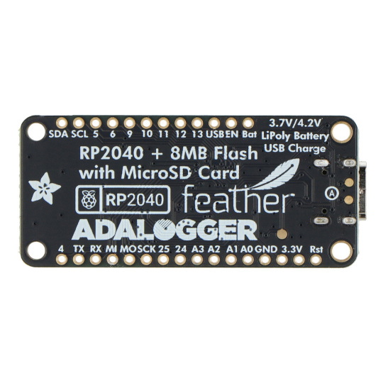 Адалоггер Feather RP2040 - 8 МБ флеш-пам'яті - модуль зі зчитувачем microSD - STEMMA QT/Qwiic - Adafruit 5980