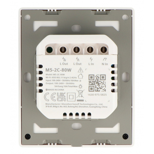 Sonoff M5-2C-80W - Розумний настінний вимикач Wi-Fi/Matter - 2-канальний - білий