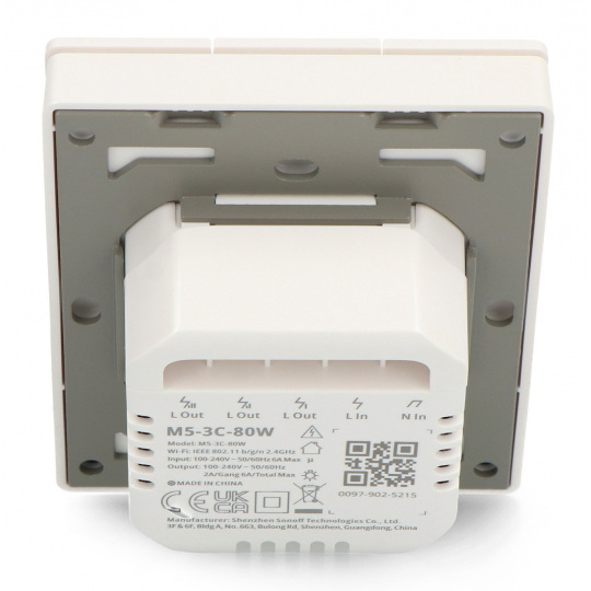 Sonoff M5-3C-80W - Розумний настінний вимикач Wi-Fi/Matter - 3-канальний - білий