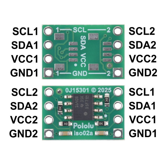 ISO1640 - Двонаправлений ізолятор I2C без роз'ємів - 3-5,5 В/2,25-5,5 В - Pololu 5390