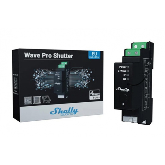 Shelly Qubino Wave Pro Shutter - 2-канальне Z-Wave реле з вимірювачем потужності для DIN-рейки
