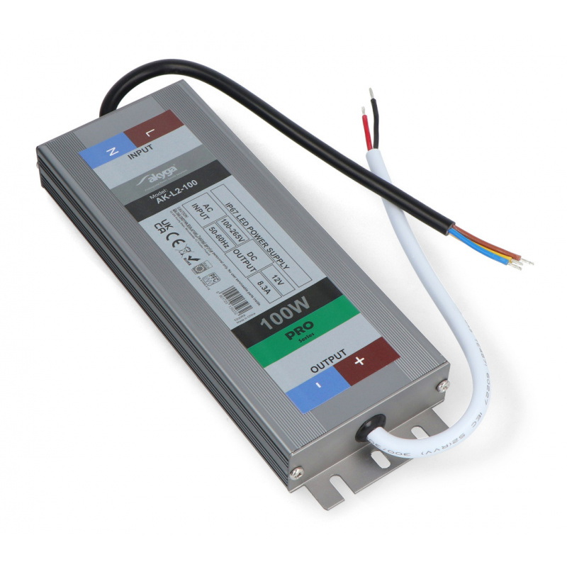Zasilacz do LED Akyga 12V / 8.3A / 100W - wodoodporny
