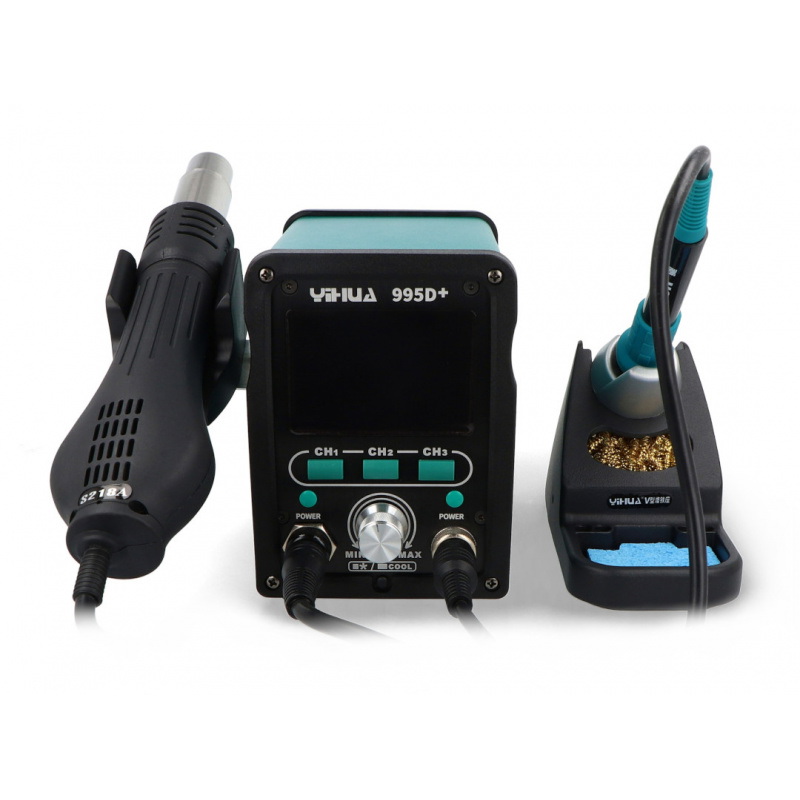 Stacja lutownicza hotair i grotowa Yihua 995D+ z wentylatorem w kolbie - 720W