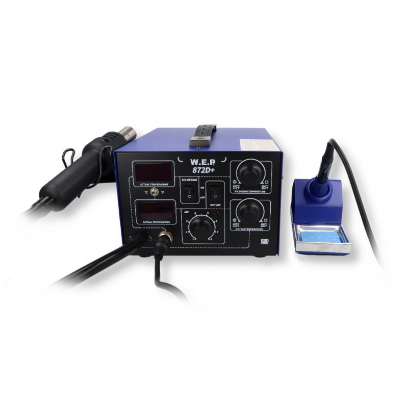 Stacja lutownicza 2w1 hotair i grotowa WEP 872D+ kompresor - 700W
