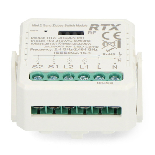 Tuya - двоканальне міні-реле 10A - ZigBee - додаток для Android/iOS - RTX ZRS2LN-MR