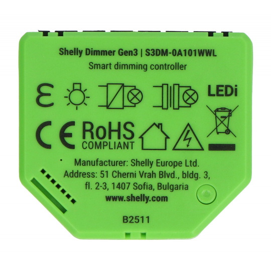 Shelly Dimmer Gen3 - Розумний WiFi димер світла - Додаток для Android/iOS