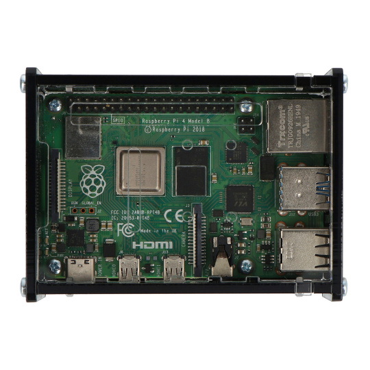 Корпус для Raspberry Pi 4B с регулируемым креплением для камеры — черный